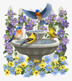 Painting Of Garden With People And Birds, HD Png Download, Transparent PNG