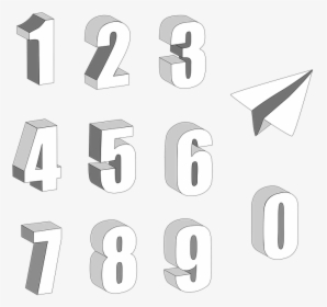 Numbers, 3d, Paper Airplane, Symbol, 3d Numbers, Digit - Graphics, HD Png Download, Transparent PNG