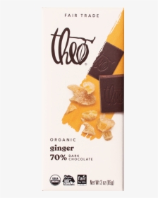 Theo Ginger 70% Dark Chocolate, 3 Oz - Theo Chocolate, HD Png Download, Transparent PNG