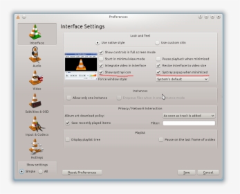 Preferences Window Of Vlc - Vlc Media Player, HD Png Download, Transparent PNG