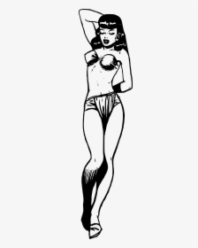Clip Art Pin Up Clip Art - Pin Up Girl Black And White, HD Png Download, Transparent PNG