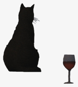 #cat #silhouette #wine #wineglass #blackcat #catblack - Black Cat, HD Png Download, Transparent PNG