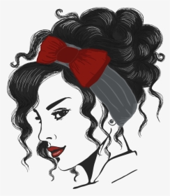 #girl #retro #blackhair #woman #silhouette #outlines - Hairstyles For Fashion Illustration, HD Png Download, Transparent PNG