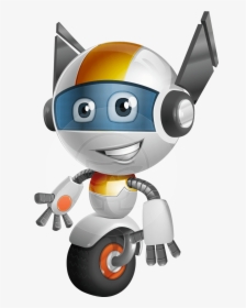 Robot Vector Cartoon Character Design - Robot With One Wheel, HD Png Download, Transparent PNG