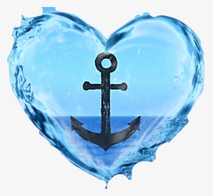 #anchor #water #waves #blue #cute #heart - Transparent Background Blue Love Heart, HD Png Download, Transparent PNG