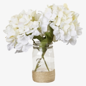Transparent Mason Jar Png - White Hydrangea And Rose Mason Jar, Png Download, Transparent PNG