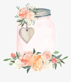 #watercolor #masonjar #jar #flowers #floral #decorative - Garden Roses, HD Png Download, Transparent PNG