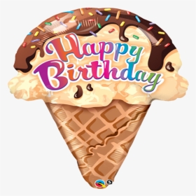 Transparent Cone Shape Png - Happy Birthday With Ice Cream, Png Download, Transparent PNG