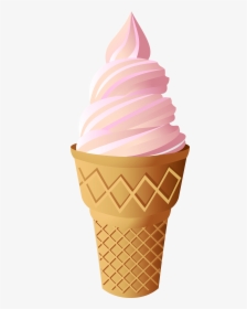 Pink Ice Cream Cone Png Clip Art - Vanilla Ice Cream Png, Transparent Png, Transparent PNG