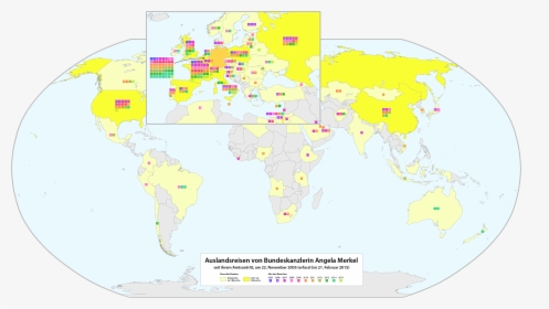 Karte Der Auslandsreisen Von Bundeskanzlerin Angela - Atlas, HD Png Download, Transparent PNG