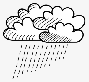 Rainy Stick Figure Cloud Cluster - Raining Cloud Line Drawing, HD Png Download, Transparent PNG