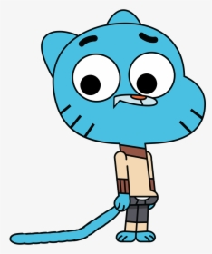 Gumball Looking Down Left At His Tail - Character The Amazing World Of Gumball, HD Png Download, Transparent PNG