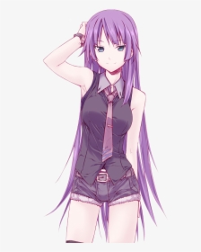 Senjougahara Hitagi Drawn By Himura Kiseki - Dark Purple Haired Anime Girl, HD Png Download, Transparent PNG