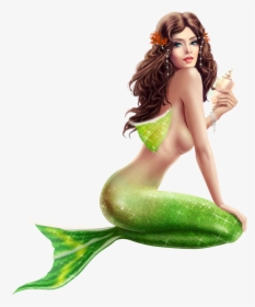Mermaid Png - Mermaid And Conch Shell, Transparent Png, Transparent PNG