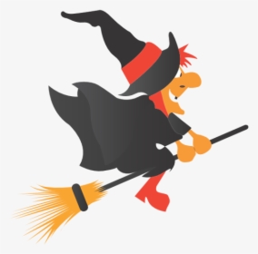 Witch On Broom Clipart Halloween Csscreme School Clipart - Halloween Witch On A Broom, HD Png Download, Transparent PNG