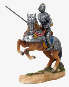 Armored Knight With Jousting Lance On Rearing Horse - Knight On Horseback Figurine, HD Png Download, Transparent PNG
