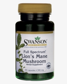 Swanson Full Spectrum Lion S Mane Mushroom 500mg - Swanson Eucommia Bark, HD Png Download, Transparent PNG