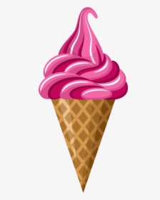 Ice Cream Cone Strawberry Ice Cream Clip Art - Strawberry Ice Cream Clipart, HD Png Download, Transparent PNG