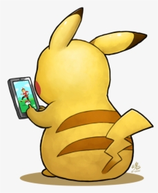 Pikachu Playing Pokemon Go , Png Download - Pikachu Playing Pokemon Go, Transparent Png, Transparent PNG