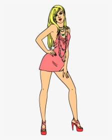 Woman In Short Pink Dress Clip Arts - Blond, HD Png Download, Transparent PNG