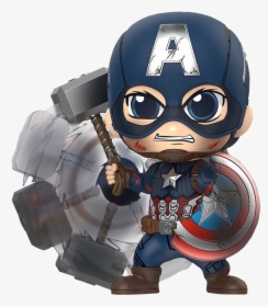 Captain America Battling Cosbaby - Hot Toys Cosbaby Endgame Captain America, HD Png Download, Transparent PNG