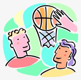 Vector Illustration Of Boys And Girls Play Basketball, HD Png Download, Transparent PNG
