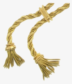 Vintage French 18k Gold Twisted Rope Chain Double Tassel - 18k Gold Rope Tassel Necklace, HD Png Download, Transparent PNG