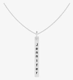 Solid Sterling Silver Engraved Flat Bar Necklace With - Pendant, HD Png Download, Transparent PNG