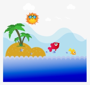 Collection Of Free Waterfall Drawing Tropical Island - Gambar Laut Kartun, HD Png Download, Transparent PNG