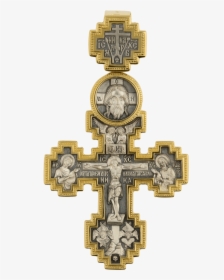 Russian Orthodox Silver Enamaled Cross Pendant Crucifix - Dagmarkors Guld, HD Png Download, Transparent PNG