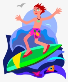 Surfs Waves On Surfboard - Menino Surfando Png, Transparent Png, Transparent PNG