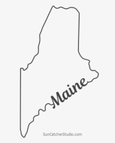 Free Maine Outline With State Name On Border, Cricut - Line Art, HD Png Download, Transparent PNG