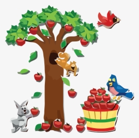 Apple And Animals Clipart Png - Apple Tree Bulletin Boards, Transparent Png, Transparent PNG