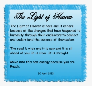 The Light Of Heaven - Meditation Message, HD Png Download, Transparent PNG