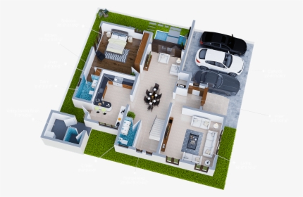 Ground Floor Plans Of Luxury Villas In Coimbatore - 1 Bedroom Luxury Villa Plans, HD Png Download, Transparent PNG