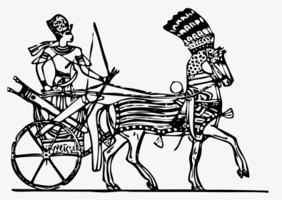 Line Art, Drawing, Ancient, Chariot, Horse And Cart - Egyptian Chariot, HD Png Download, Transparent PNG