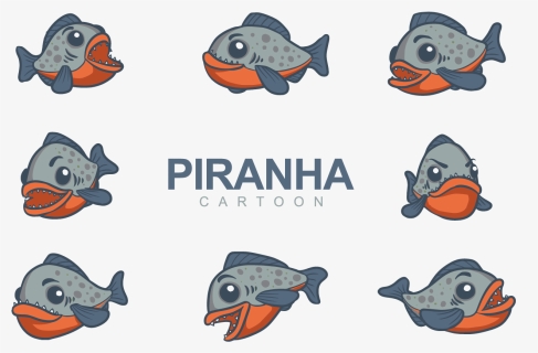 Cartoon Piranha - Piranha Fish Cute Piranha Cartoon, HD Png Download, Transparent PNG