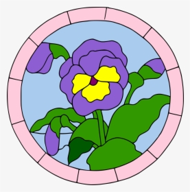 Colored Pansy Stained Glass Clip Arts - Clip Art, HD Png Download, Transparent PNG