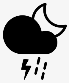 Night Thunderstorm Cloud Rain Clipart , Png Download - Cloudy Moon Icon, Transparent Png, Transparent PNG