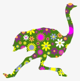 Retro Floral Running Ostrich Clip Arts - Common Ostrich, HD Png Download, Transparent PNG