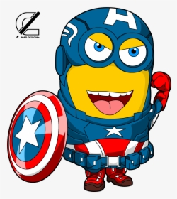 Transparent Captain America Cartoon Png - Minion Captain America, Png Download, Transparent PNG