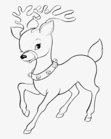 Reindeer Rudolph Coloring Book Santa Claus Christmas - Drawing Of Santa's Reindeer, HD Png Download, Transparent PNG