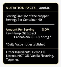 Kushly Vanilla 300mg Cbd Oil Supplement Facts - Tan, HD Png Download, Transparent PNG
