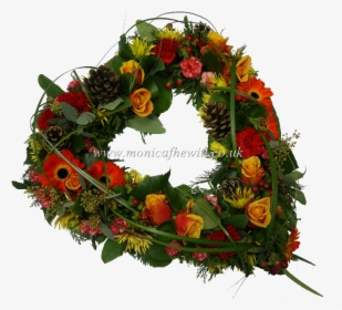 Autumn Pine Open Heart Funeral Flowers - Wreath, HD Png Download, Transparent PNG