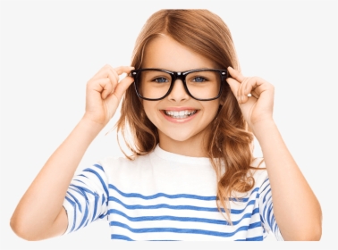 Young Girl With Large Black-framed Glasses - Eyeglasses Black Kid, HD Png Download, Transparent PNG