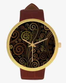 Psychedelic Sand Clock Women S Golden Leather Strap - Watch, HD Png Download, Transparent PNG