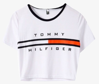 #tommy #hilfiger #tommyhilfiger #top #tshirt #white - Tommy Hilfiger Crop Shirt, HD Png Download, Transparent PNG
