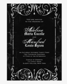 Gothic Victorian Black & White Halloween Wedding Invitation - Gothic  Wedding Invitations, HD Png Download , Transparent Png Image - PNGitem