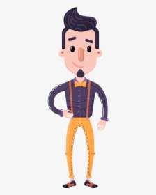 Cartoon Hipster In Flat Style Vector Character - Hipster Cartoon, HD Png Download, Transparent PNG