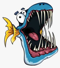 Fish, Jaw, Angry, Blue, Sea Animals - Background Ikan Nila Animasi, HD Png Download, Transparent PNG